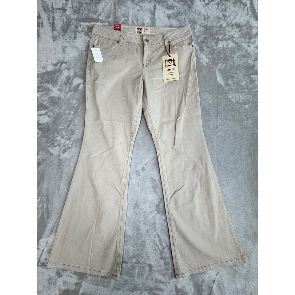 LEI Women's‎ Sophia Hipster Flare Jeans Pants Tan Size 17 New With Tags